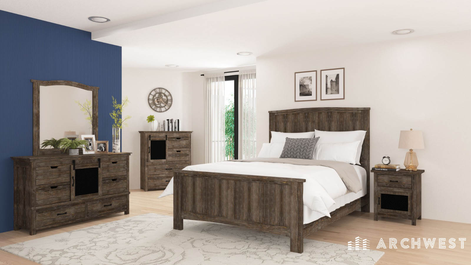 8. 3D Render of a Rustic Bedroom, Texas